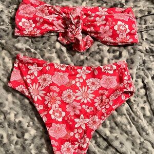 Floral Red Bikini Set